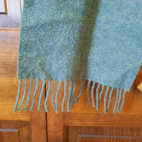Vintage Blarney Woollen Mills 100% lambswool dark green knit fringe scarf - Picture 5 of 6